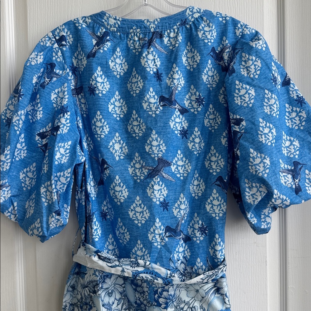 Blue Patterned Mini Dress - Picture 7 of 13